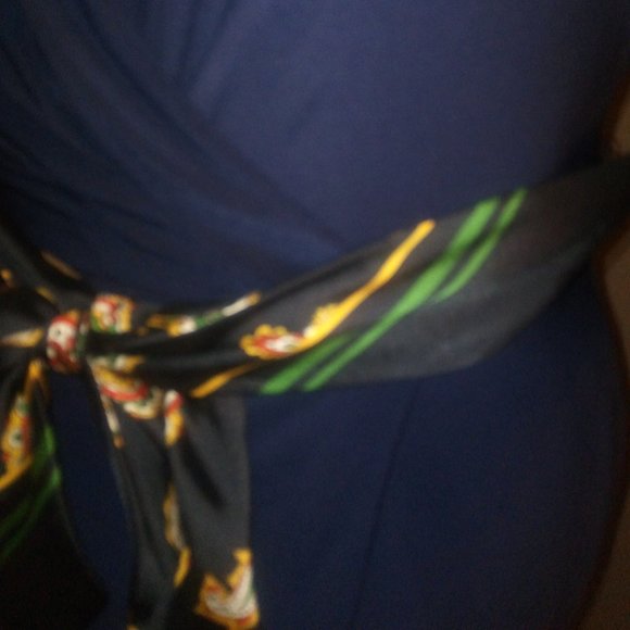 Lauren Ralph Lauren Medallion-Belt Jersey Dress in Lighthouse Navy, Sz 6 - Picture 4 of 10